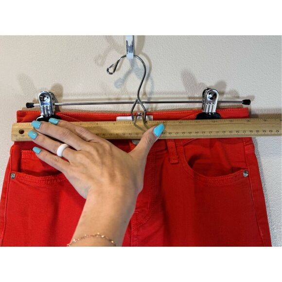 Current/Elliott "The Kick Jean" Fiery Red Cropped Ankle Jeans Women’s Size 25 - Picture 10 of 13